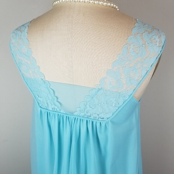 Vintage 1950's Beautiful Blue Peignoir Set Size Small Henson Kickernick - Picture 14 of 16